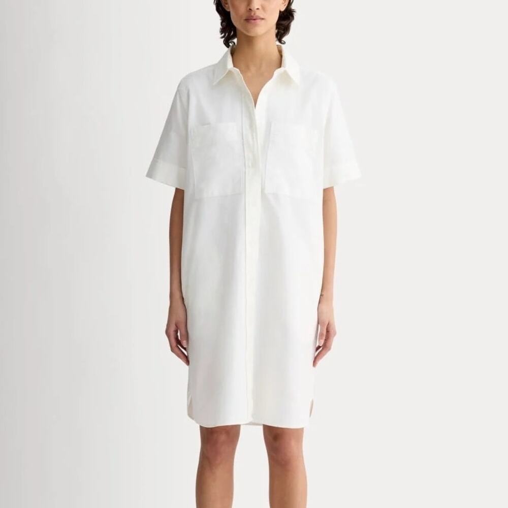 Everlane The Oxford Short Sleeve Shirt Dress White Size Large NWT
